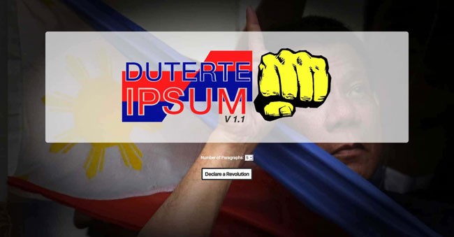 Duterte Ipsum website image